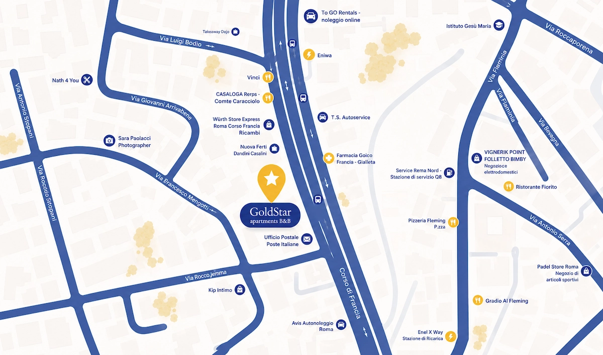 Mappa GoldStar Apartments - Corso di Francia 189 Roma